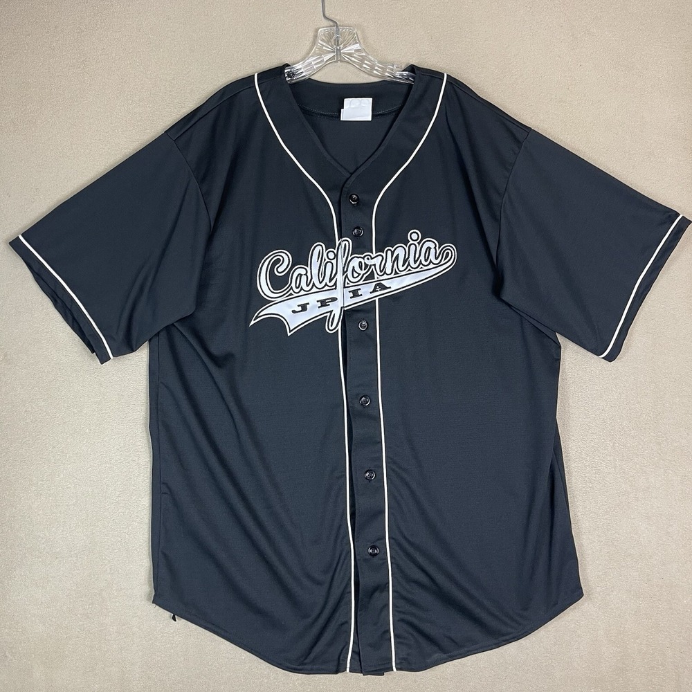 Teamwork Athletic Jersey Mens 2XL Black California JPIA‎ Embroidered Button Up